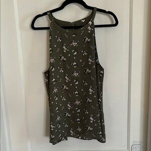 LOFT Olive Floral Tank Top